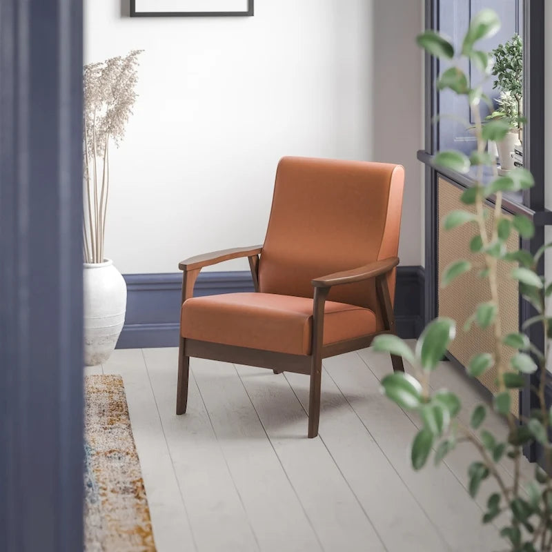Fauteuil de style Mid-Century Modern avec structure et accoudoirs en bois