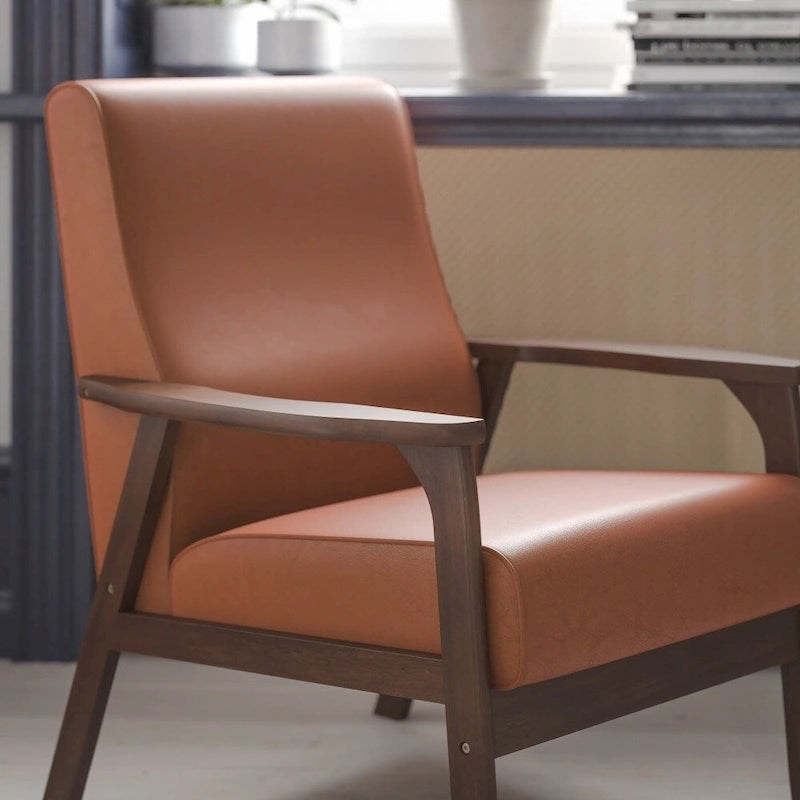 Fauteuil de style Mid-Century Modern avec structure et accoudoirs en bois