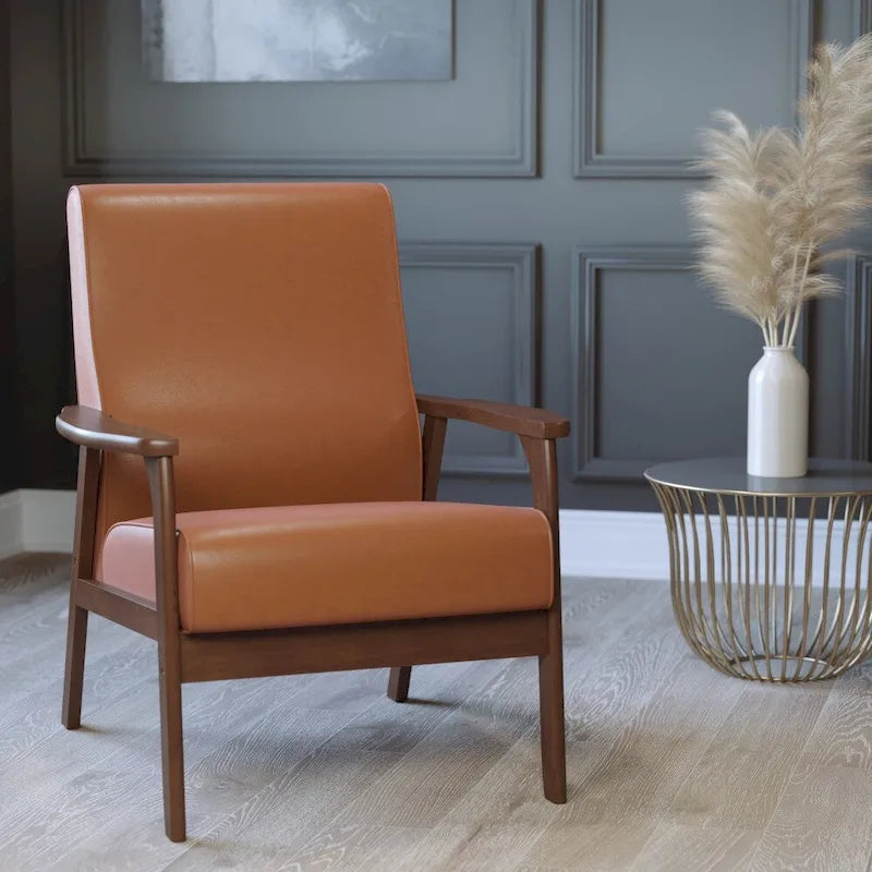Fauteuil de style Mid-Century Modern avec structure et accoudoirs en bois