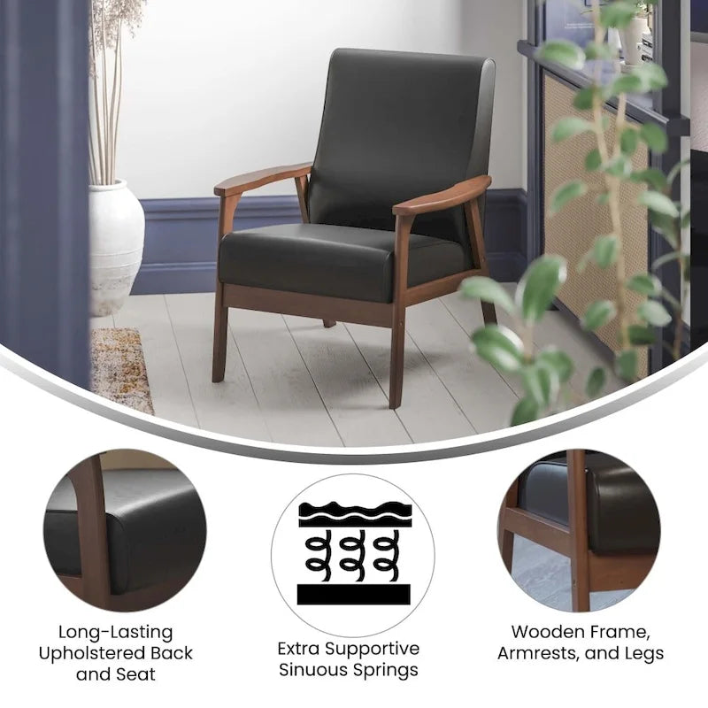Fauteuil de style Mid-Century Modern avec structure et accoudoirs en bois