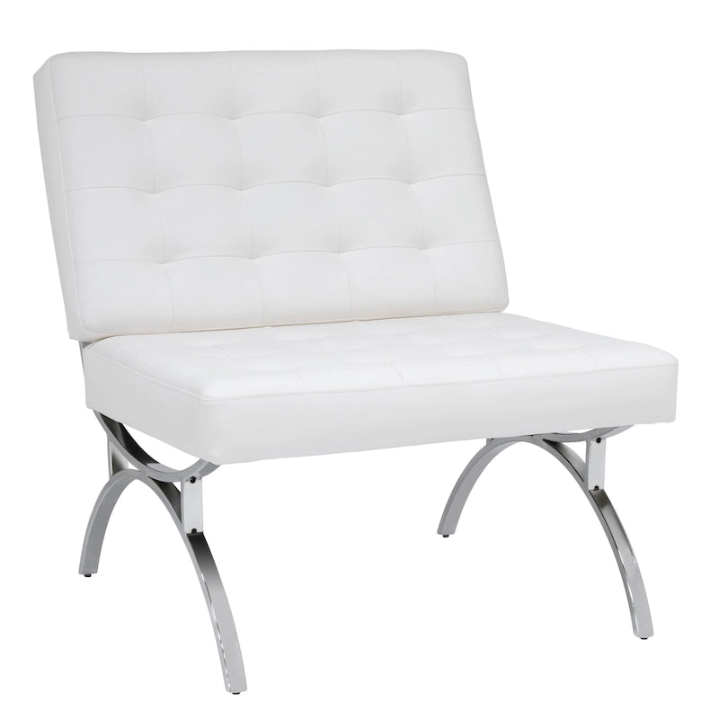 Fauteuil d'appoint du milieu du siècle en cuir mélangé et cadre en métal chromé