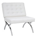 Fauteuil d'appoint du milieu du siècle en cuir mélangé et cadre en métal chromé