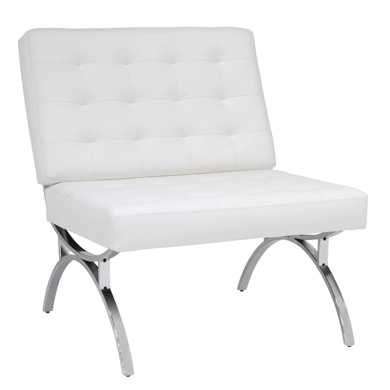 Fauteuil d'appoint du milieu du siècle en cuir mélangé et cadre en métal chromé