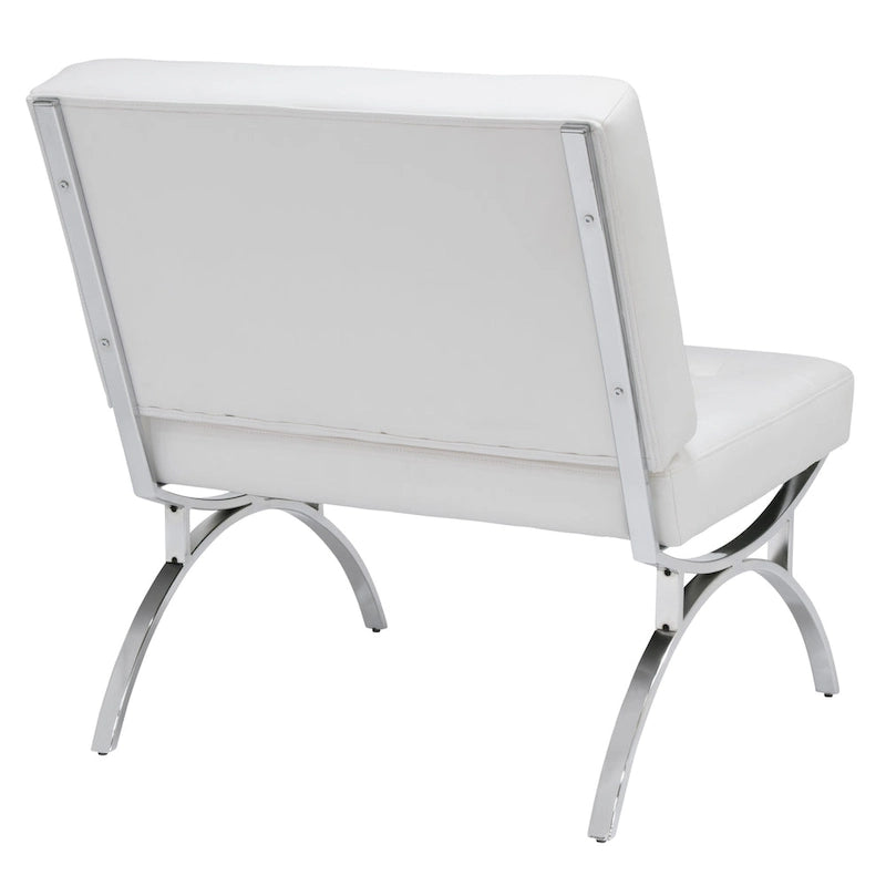 Fauteuil d'appoint du milieu du siècle en cuir mélangé et cadre en métal chromé