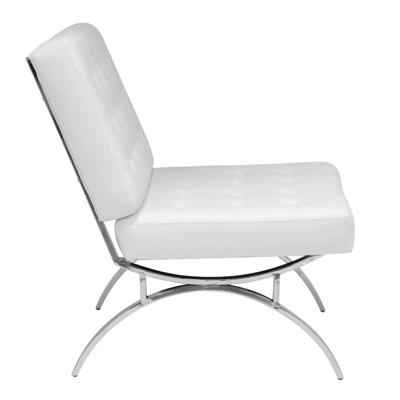 Fauteuil d'appoint du milieu du siècle en cuir mélangé et cadre en métal chromé