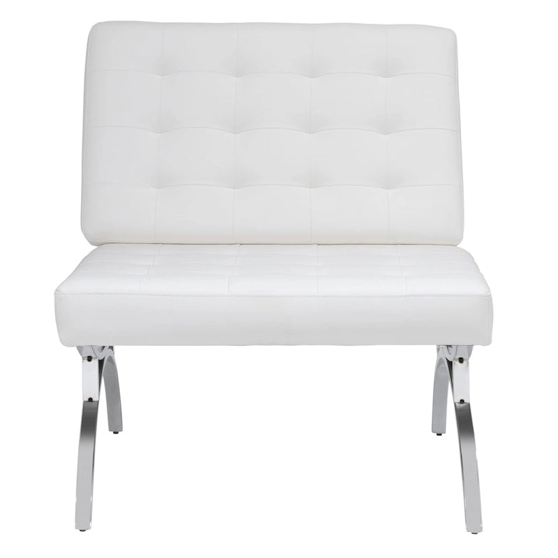 Fauteuil d'appoint du milieu du siècle en cuir mélangé et cadre en métal chromé