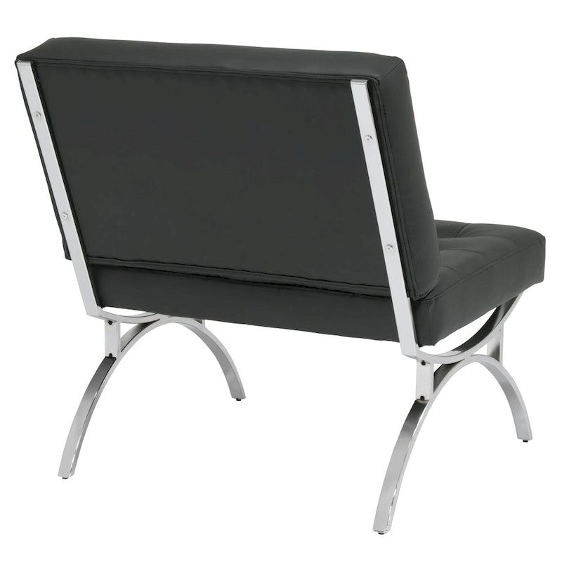 Fauteuil d'appoint du milieu du siècle en cuir mélangé et cadre en métal chromé