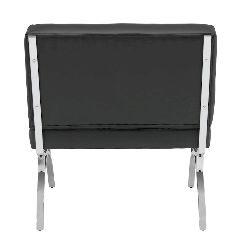 Fauteuil d'appoint du milieu du siècle en cuir mélangé et cadre en métal chromé