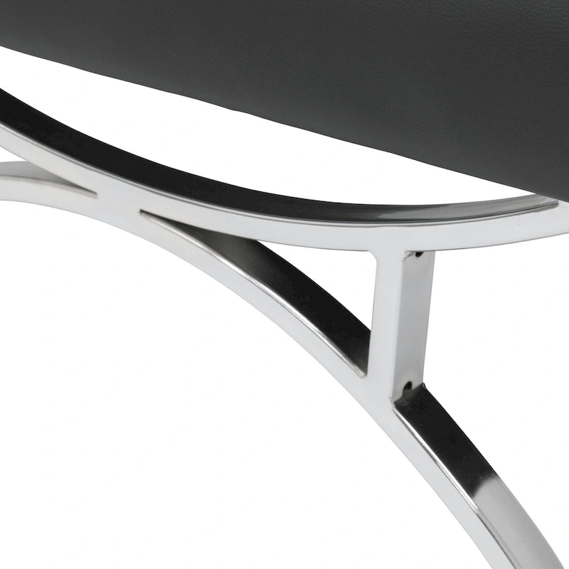 Fauteuil d'appoint du milieu du siècle en cuir mélangé et cadre en métal chromé