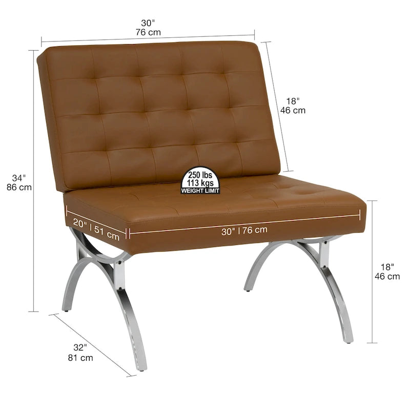 Fauteuil d'appoint du milieu du siècle en cuir mélangé et cadre en métal chromé