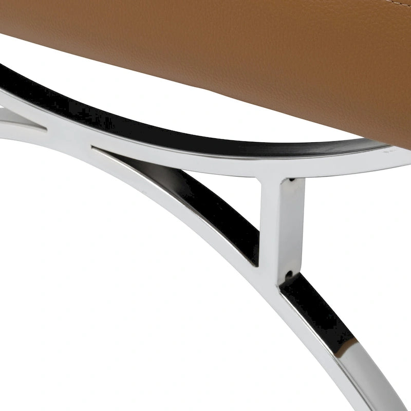 Fauteuil d'appoint du milieu du siècle en cuir mélangé et cadre en métal chromé