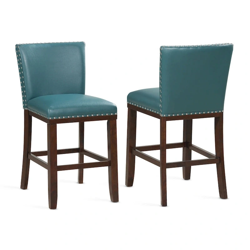 Tabourets de bar Toledo en bois et similicuir (lot de 2)