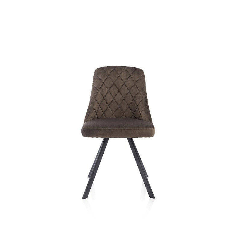 Chaises de salle à manger Kirk style moderne du milieu du siècle avec rembourrage en tissu et motif piqué diamant, de Furniture of America (lot de 2)