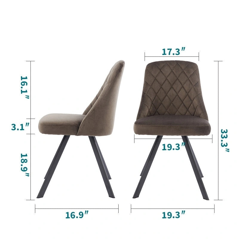 Chaises de salle à manger Kirk style moderne du milieu du siècle avec rembourrage en tissu et motif piqué diamant, de Furniture of America (lot de 2)