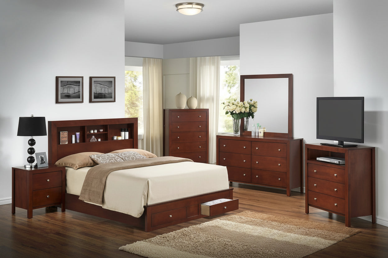 Burlington Queen Storage Platform Bed with Storage Drawers and Storage Shelves