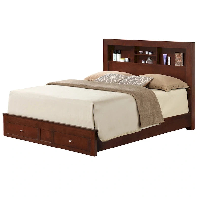 Lit plateforme de rangement Burlington Queen avec tiroirs de rangement et étagères de rangement