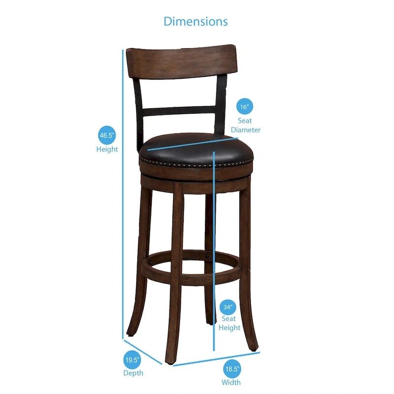 Tabouret de bar haut pivotant de 34 pouces