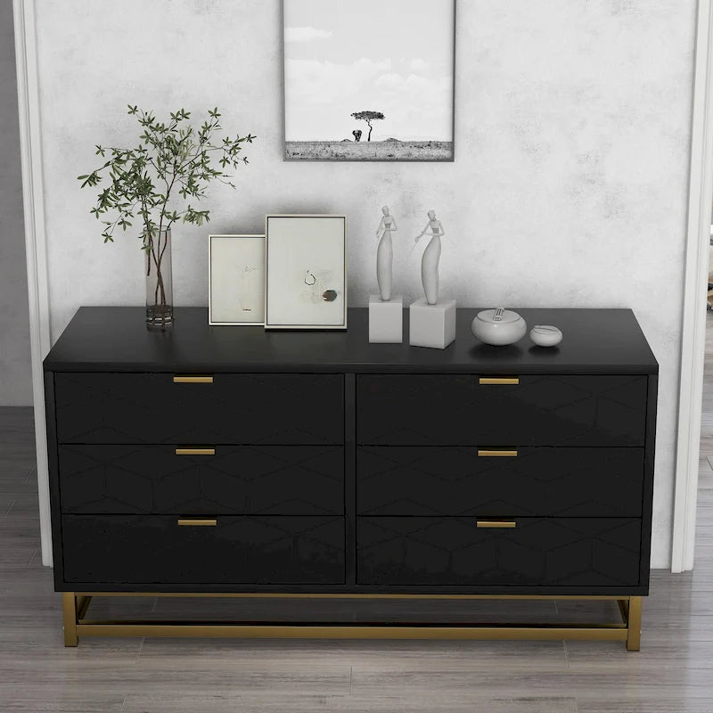 Commode 6 tiroirs, avec pieds en métal