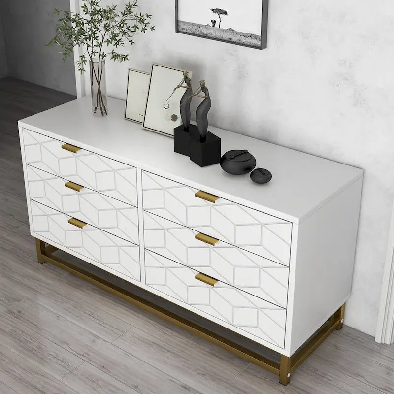 Commode 6 tiroirs, avec pieds en métal