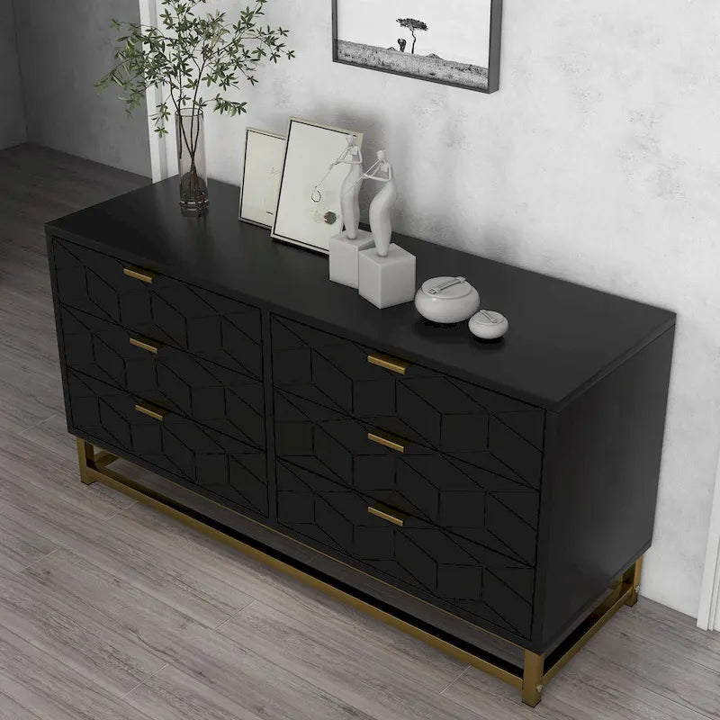 Commode 6 tiroirs, avec pieds en métal