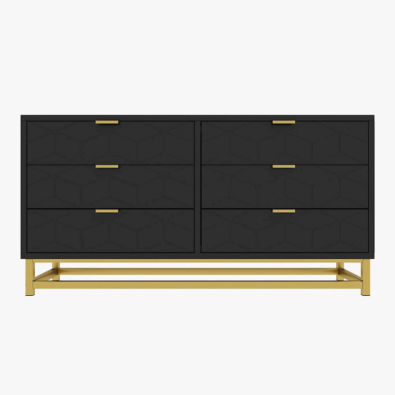 Commode 6 tiroirs, avec pieds en métal