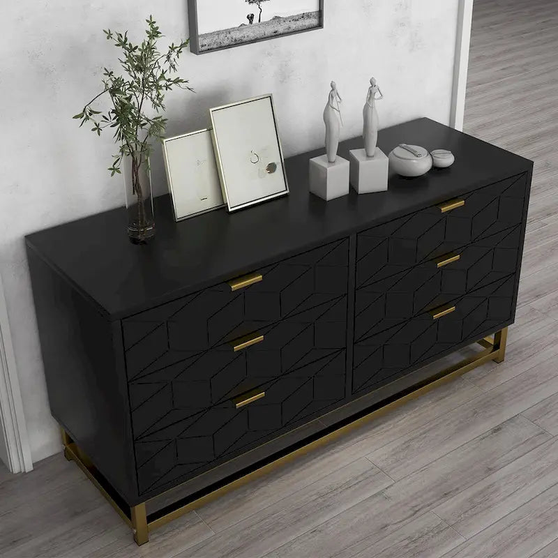 Commode 6 tiroirs, avec pieds en métal