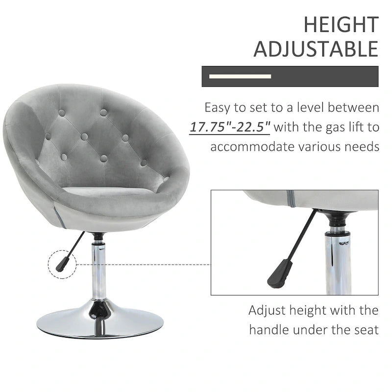 Fauteuil d'appoint pivotant, chaise de coiffeuse moderne, hauteur réglable, chaise de salon.