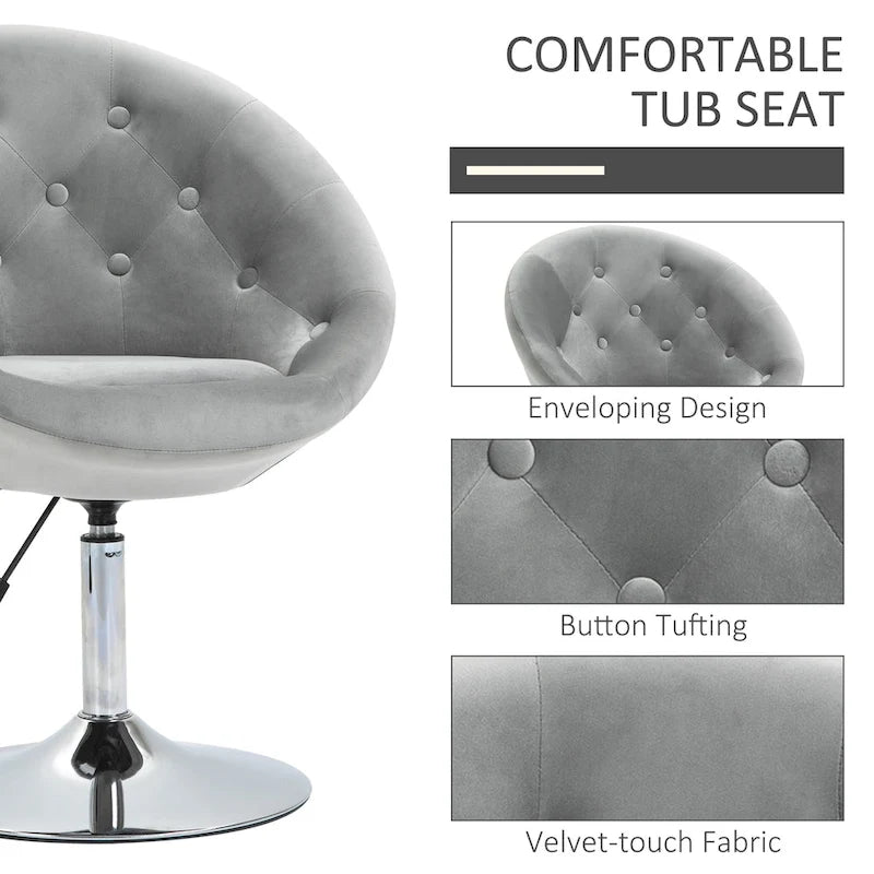 Fauteuil d'appoint pivotant, chaise de coiffeuse moderne, hauteur réglable, chaise de salon.