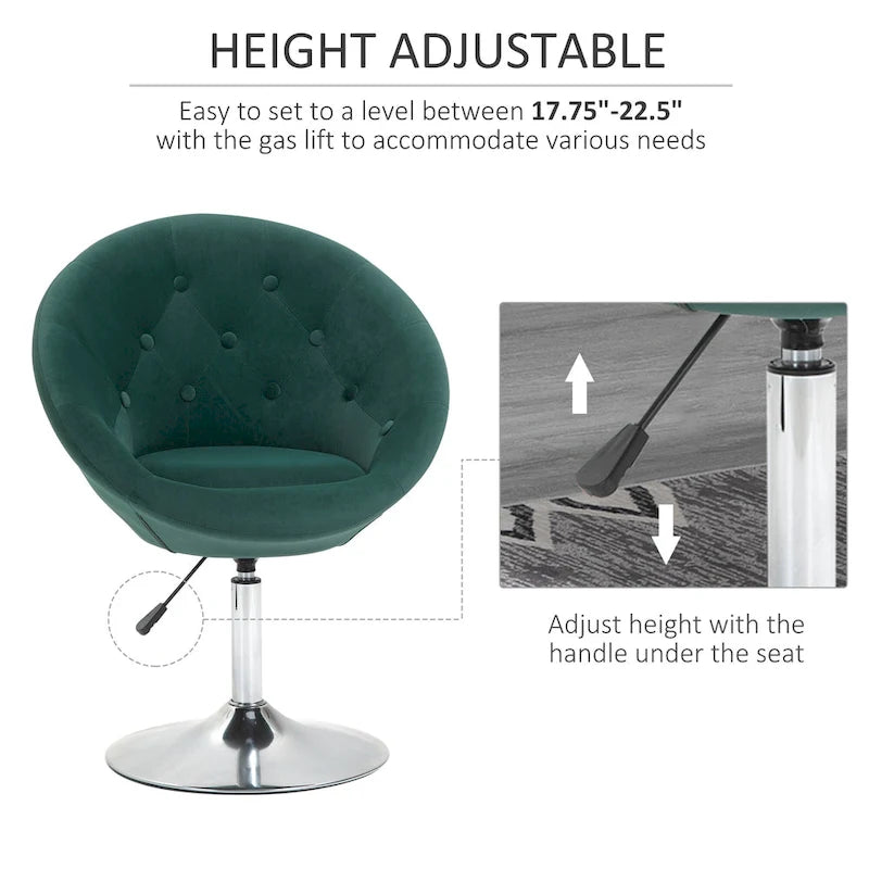 Fauteuil d'appoint pivotant, chaise de coiffeuse moderne, hauteur réglable, chaise de salon.