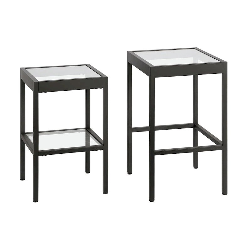 Tables gigognes en métal et verre trempé
