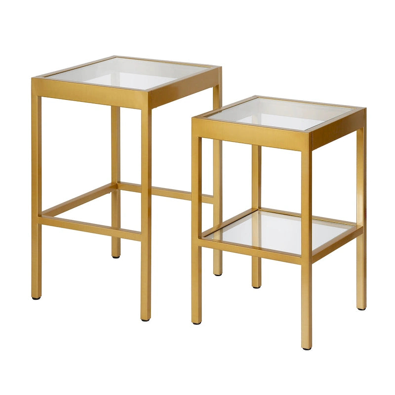 Tables gigognes en métal et verre trempé