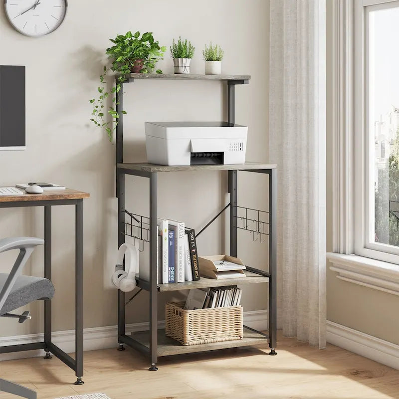 Meuble de cuisine pour boulanger avec étagères de rangement et prises USB, support pour micro-ondes, organisateur d'étagères de cuisine
