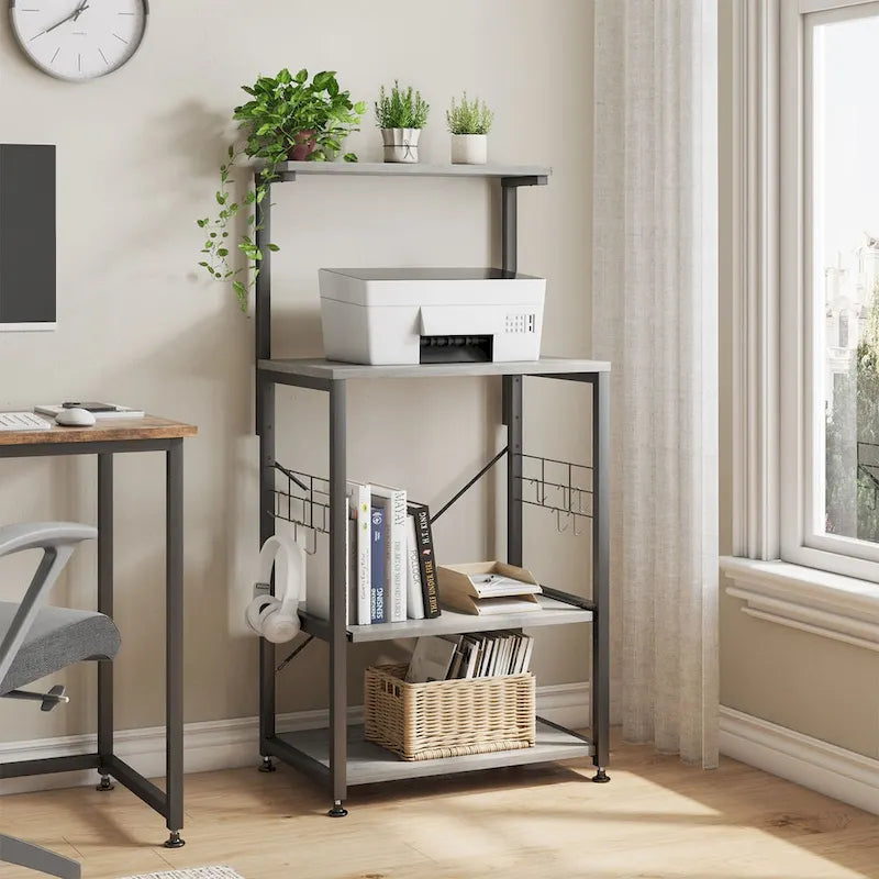 Meuble de cuisine pour boulanger avec étagères de rangement et prises USB, support pour micro-ondes, organisateur d'étagères de cuisine