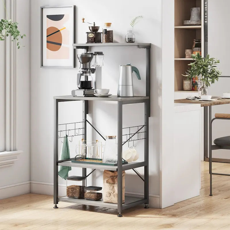 Meuble de cuisine pour boulanger avec étagères de rangement et prises USB, support pour micro-ondes, organisateur d'étagères de cuisine