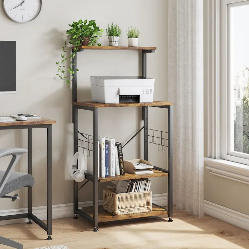 Meuble de cuisine pour boulanger avec étagères de rangement et prises USB, support pour micro-ondes, organisateur d'étagères de cuisine