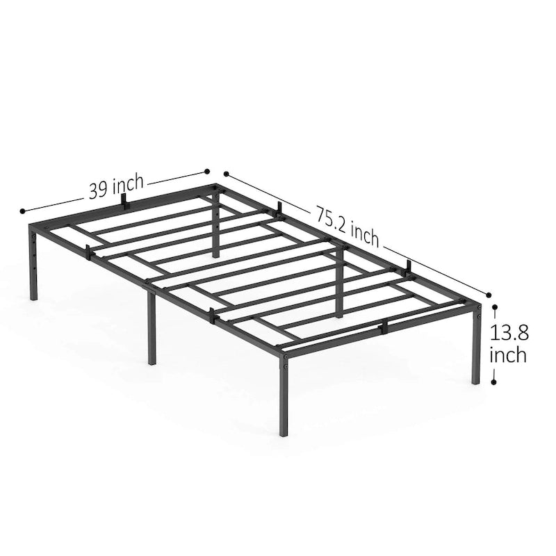 Cadre de lit en métal 14 pouces avec plateforme de rangement, pas besoin de sommier tapissier, supporte jusqu'à 227 kg
