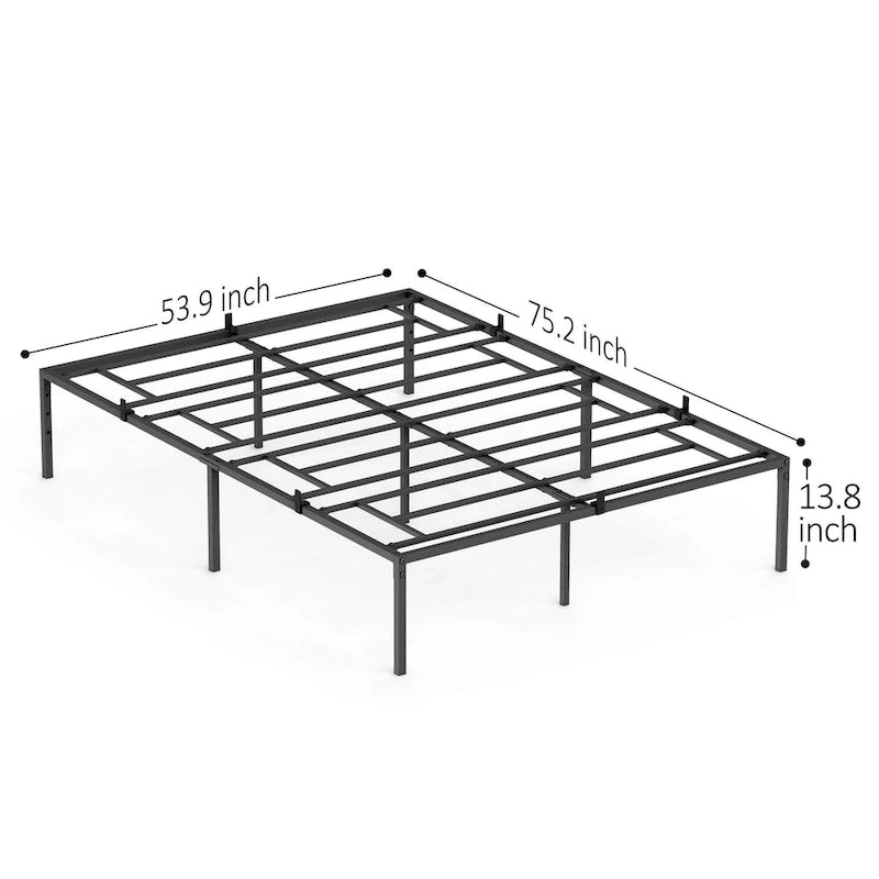 Cadre de lit en métal 14 pouces avec plateforme de rangement, pas besoin de sommier tapissier, supporte jusqu'à 227 kg