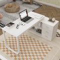 Bureau d'ordinateur d'angle en L de 55 pouces avec rangement