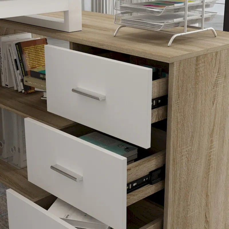 Bureau d'ordinateur d'angle en L de 55 pouces avec rangement