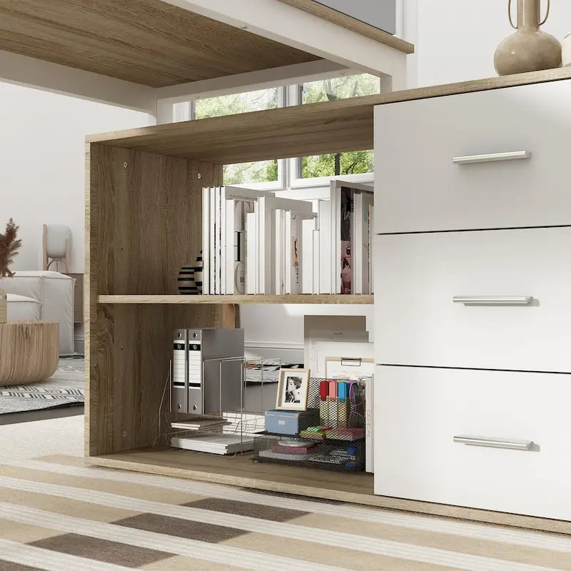 Bureau d'ordinateur d'angle en L de 55 pouces avec rangement