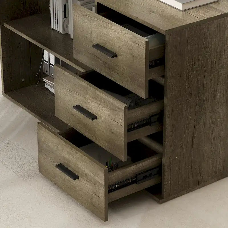 Bureau d'ordinateur d'angle en L de 55 pouces avec rangement