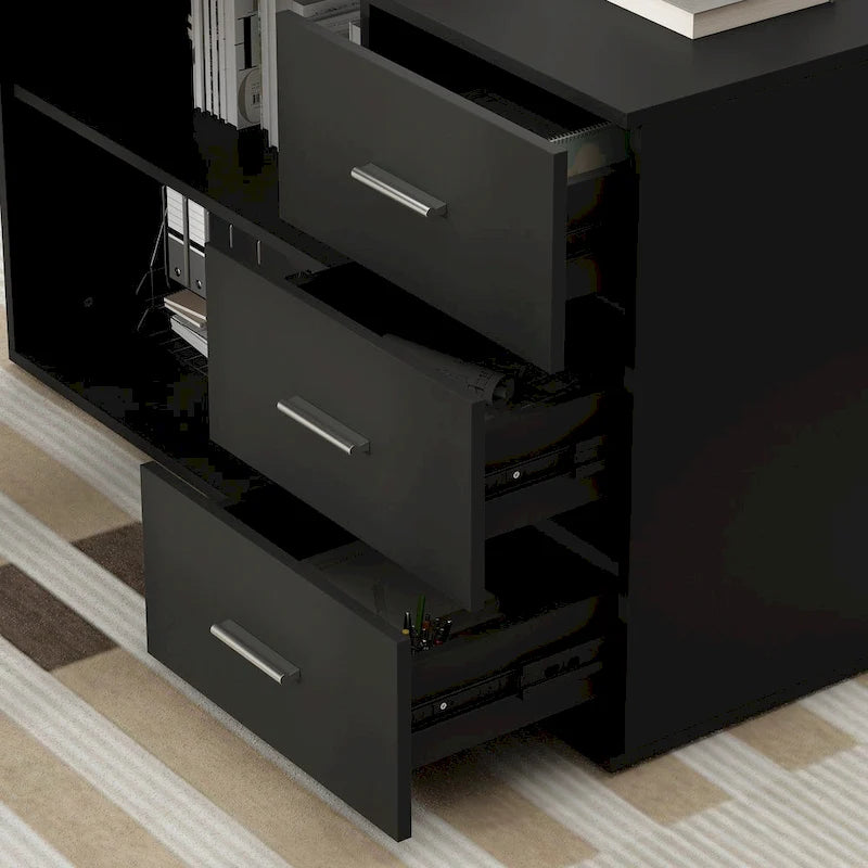 Bureau d'ordinateur d'angle en L de 55 pouces avec rangement