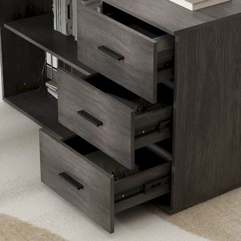 Bureau d'ordinateur d'angle en L de 55 pouces avec rangement