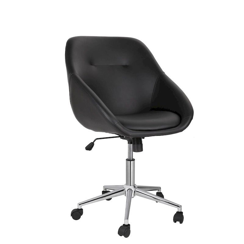 Chaise de bureau pivotante avec piètement chromé et cuir PU