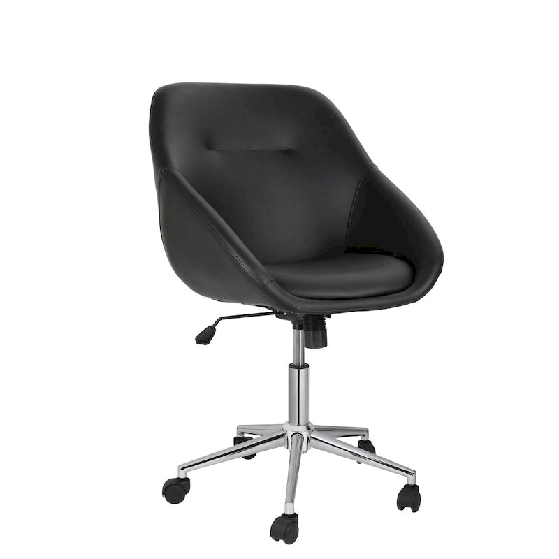 Chaise de bureau pivotante avec piètement chromé et cuir PU