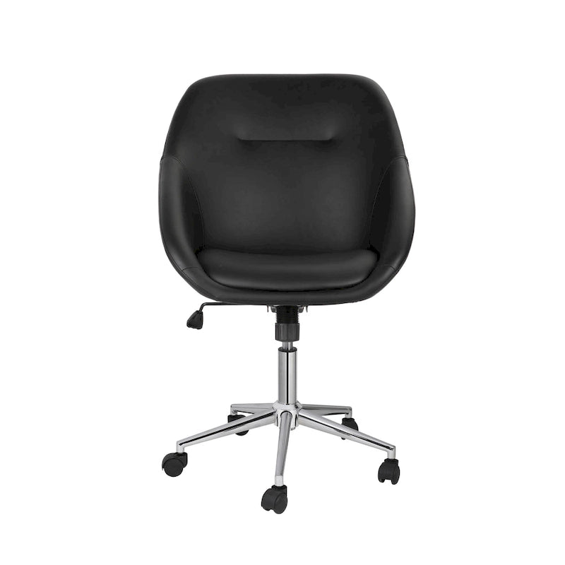 Chaise de bureau pivotante avec piètement chromé et cuir PU