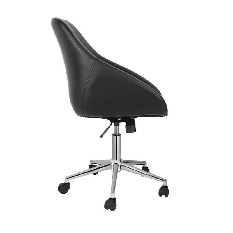 Chaise de bureau pivotante avec piètement chromé et cuir PU