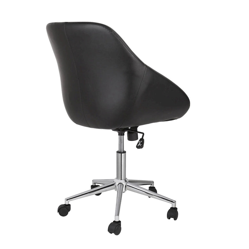 Chaise de bureau pivotante avec piètement chromé et cuir PU