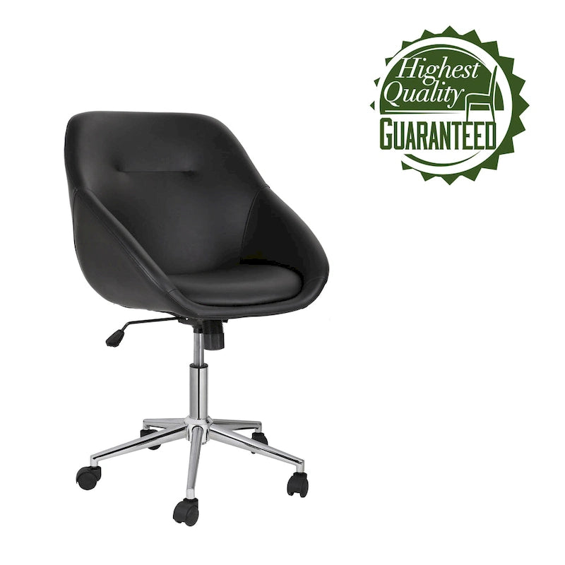 Chaise de bureau pivotante avec piètement chromé et cuir PU