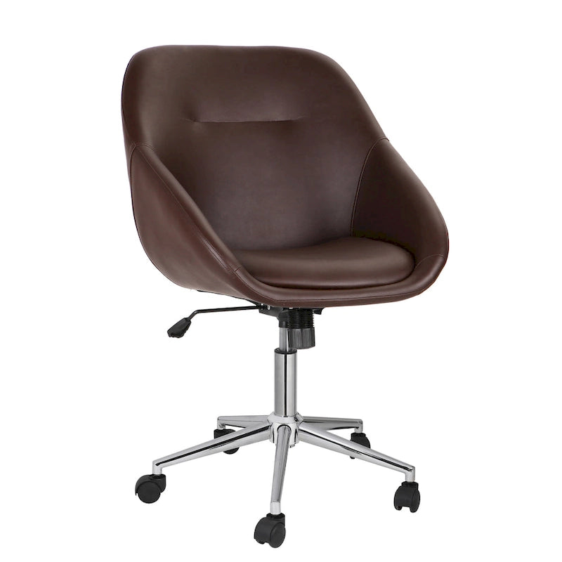 Chaise de bureau pivotante avec piètement chromé et cuir PU